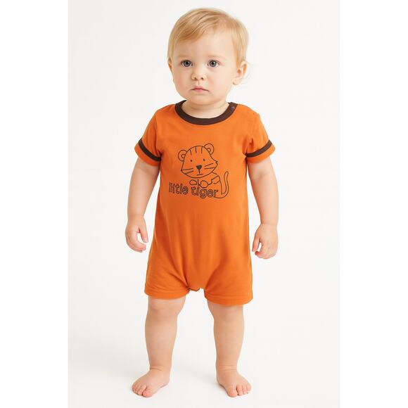 Carter’s Baby Boy Romper 18M Orange "Little Tiger" Short Sleeve One-Piece EUC - Picture 1 of 5